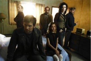 THE LOST ROOM -- Pictured: (l-r) Kevin Pollak as Karl Kreutzfeld, Peter Krause as Joe Miller, Peter Jacobson as Wally Jabrowski, Elle Fanning as Anna Miller, Julianna Margulies as Jennifer Bloom, Dennis Christopher as Dr. Martin "Ruby" Ruber -- SCI FI Channel Photo: Randall Slavin THE LOST ROOM -- Pictured: (l-r) Kevin Pollak as Karl Kreutzfeld, Peter Krause as Joe Miller, Peter Jacobson as Wally Jabrowski, Elle Fanning as Anna Miller, Julianna Margulies as Jennifer Bloom, Dennis Christopher as Dr. Martin "Ruby" Ruber -- SCI FI Channel Photo: Randall Slavin